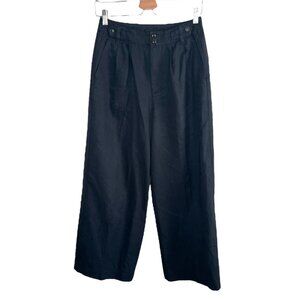 Madewell Womens Black Linen Blend Harlow Wide-Leg Pants Size 0
